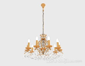 精致歐式風(fēng)格金屬燭臺狀水晶吊燈3D模型免費下載